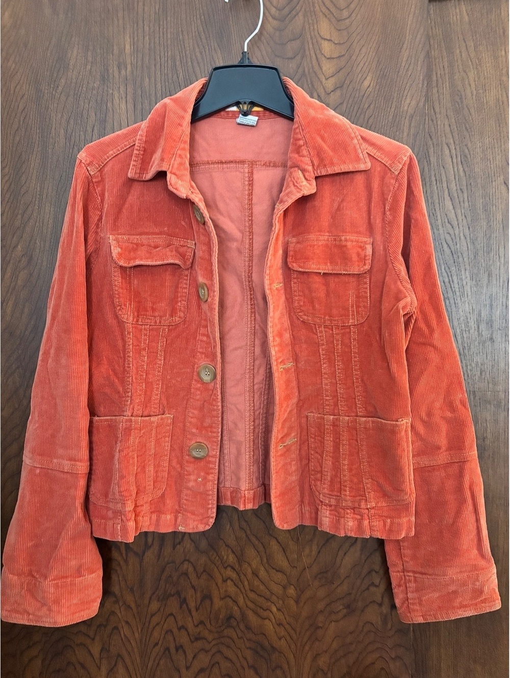 Tulle Anthropologie Women's Corduroy Button-Up Jacket, Size Large, Rust Orange